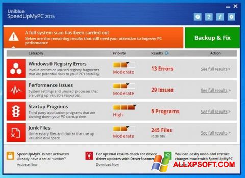 لقطة شاشة SpeedUpMyPC لنظام التشغيل Windows XP