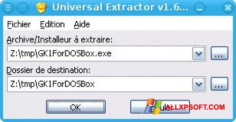 لقطة شاشة Universal Extractor لنظام التشغيل Windows XP