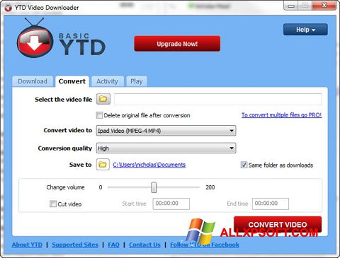 لقطة شاشة YTD Video Downloader لنظام التشغيل Windows XP