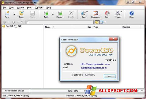 لقطة شاشة PowerISO لنظام التشغيل Windows XP