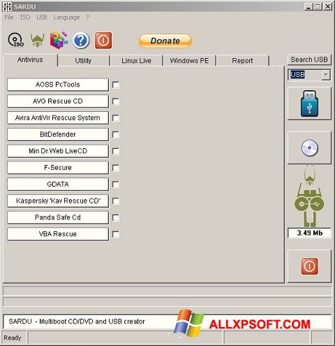 لقطة شاشة SARDU لنظام التشغيل Windows XP