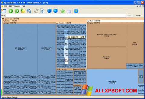 لقطة شاشة SpaceSniffer لنظام التشغيل Windows XP
