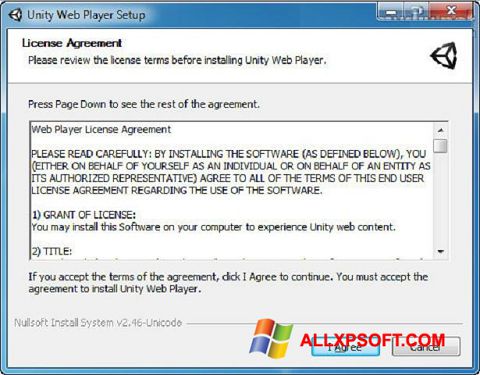 لقطة شاشة Unity Web Player لنظام التشغيل Windows XP