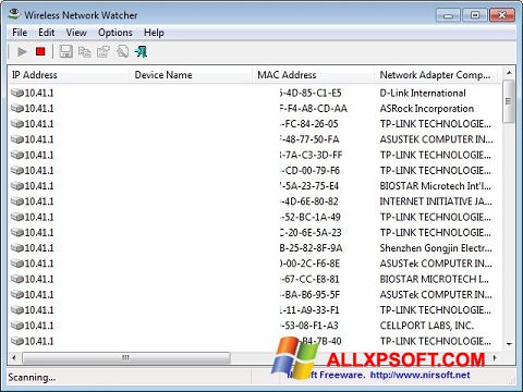 لقطة شاشة Wireless Network Watcher لنظام التشغيل Windows XP