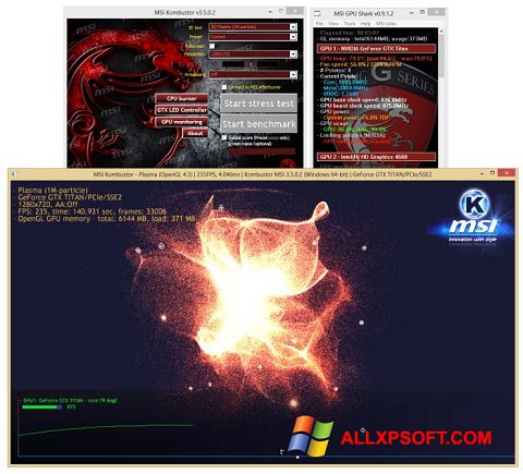 لقطة شاشة MSI Kombustor لنظام التشغيل Windows XP