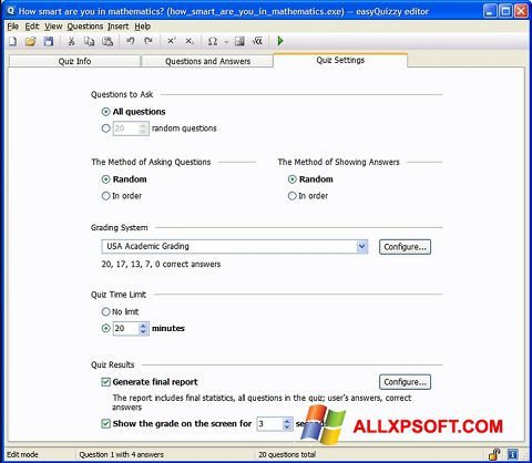 لقطة شاشة easyQuizzy لنظام التشغيل Windows XP