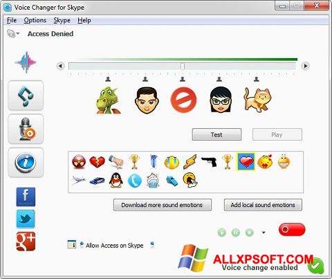 لقطة شاشة Skype Voice Changer لنظام التشغيل Windows XP