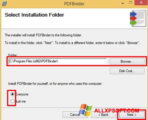 لقطة شاشة PDFBinder لنظام التشغيل Windows XP