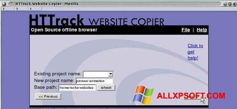 لقطة شاشة HTTrack Website Copier لنظام التشغيل Windows XP