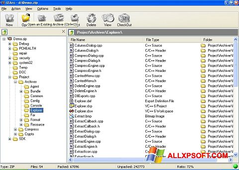 لقطة شاشة IZArc لنظام التشغيل Windows XP
