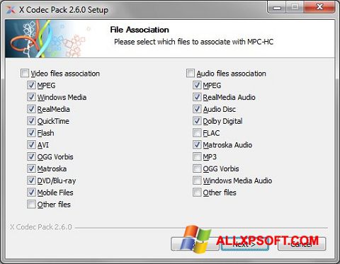 لقطة شاشة X Codec Pack لنظام التشغيل Windows XP