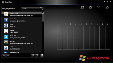 لقطة شاشة HP SimplePass لنظام التشغيل Windows XP