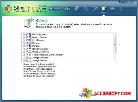 لقطة شاشة SlimDrivers لنظام التشغيل Windows XP
