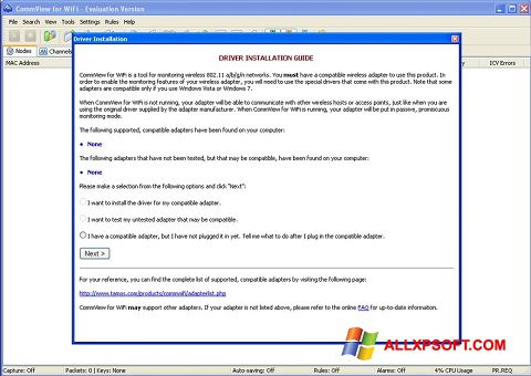 لقطة شاشة CommView for WiFi لنظام التشغيل Windows XP
