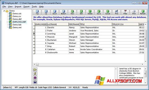 لقطة شاشة DBF Viewer لنظام التشغيل Windows XP
