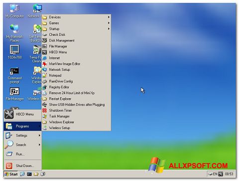 لقطة شاشة Hirens Boot CD لنظام التشغيل Windows XP