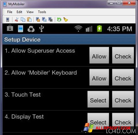 لقطة شاشة MyMobiler لنظام التشغيل Windows XP