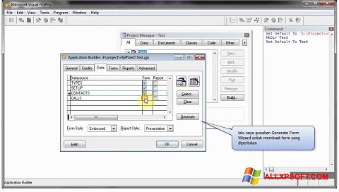 لقطة شاشة Microsoft Visual FoxPro لنظام التشغيل Windows XP