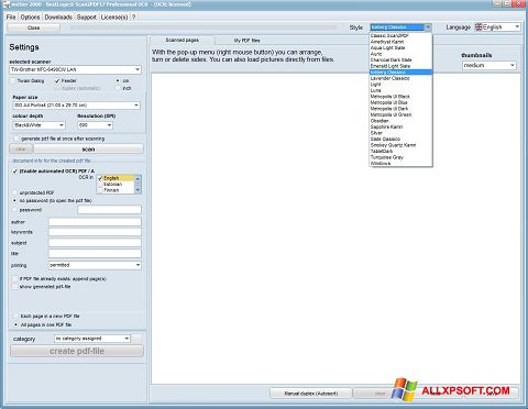 لقطة شاشة Scan2PDF لنظام التشغيل Windows XP