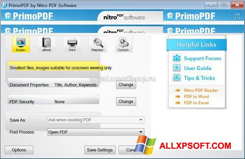 لقطة شاشة PrimoPDF لنظام التشغيل Windows XP