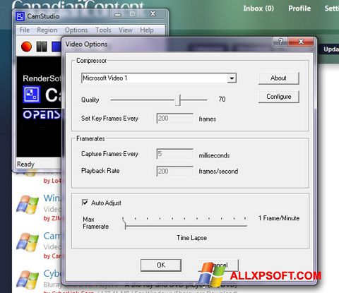 لقطة شاشة CamStudio لنظام التشغيل Windows XP