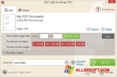 لقطة شاشة PDF Split and Merge لنظام التشغيل Windows XP