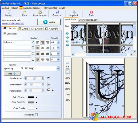 لقطة شاشة Posteriza لنظام التشغيل Windows XP