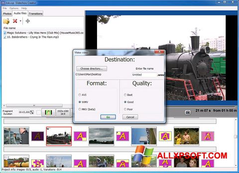 لقطة شاشة Bolide Slideshow Creator لنظام التشغيل Windows XP
