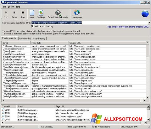لقطة شاشة eMail Extractor لنظام التشغيل Windows XP