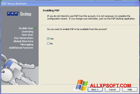 لقطة شاشة PGP Desktop لنظام التشغيل Windows XP