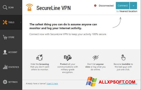 لقطة شاشة Avast SecureLine VPN لنظام التشغيل Windows XP