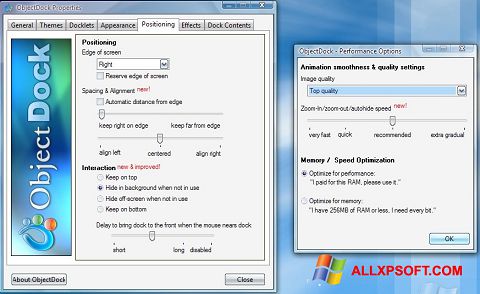 لقطة شاشة ObjectDock لنظام التشغيل Windows XP