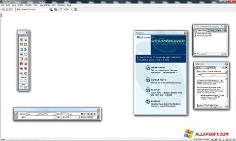 لقطة شاشة Macromedia Dreamweaver لنظام التشغيل Windows XP