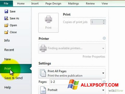 لقطة شاشة Microsoft Publisher لنظام التشغيل Windows XP