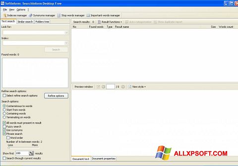 لقطة شاشة SearchInform لنظام التشغيل Windows XP