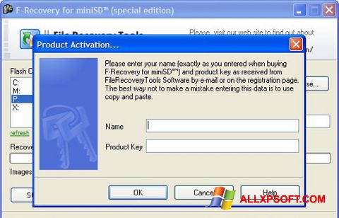 لقطة شاشة F-Recovery SD لنظام التشغيل Windows XP