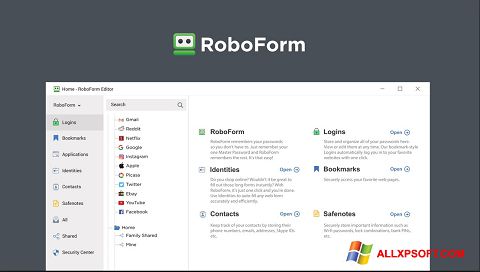 لقطة شاشة RoboForm لنظام التشغيل Windows XP