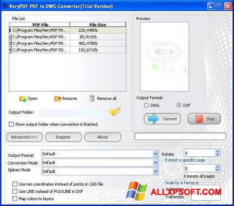 لقطة شاشة PDF to DWG Converter لنظام التشغيل Windows XP