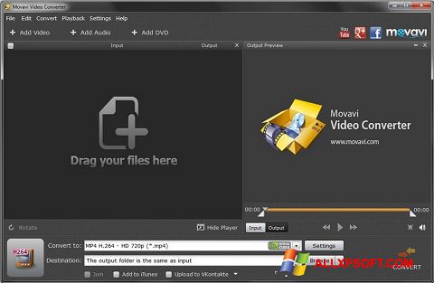 لقطة شاشة Movavi Video Converter لنظام التشغيل Windows XP
