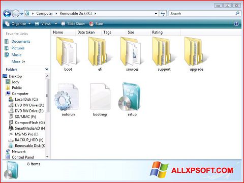 لقطة شاشة Windows 7 USB DVD Download Tool لنظام التشغيل Windows XP