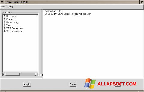 لقطة شاشة PowerTweak لنظام التشغيل Windows XP