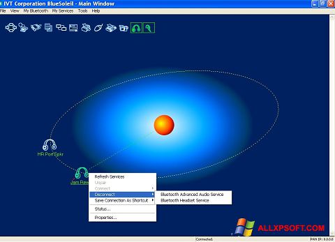 لقطة شاشة BlueSoleil لنظام التشغيل Windows XP