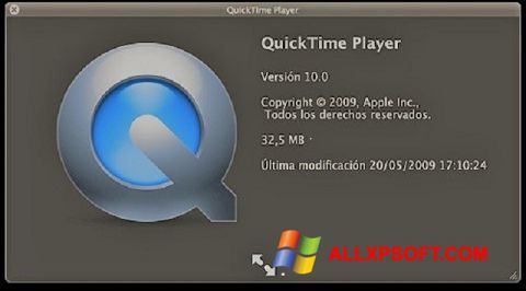لقطة شاشة QuickTime لنظام التشغيل Windows XP