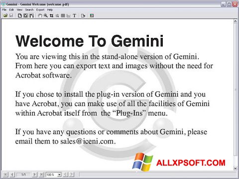 لقطة شاشة Gemini لنظام التشغيل Windows XP