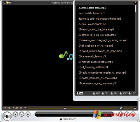 لقطة شاشة GOM Player لنظام التشغيل Windows XP