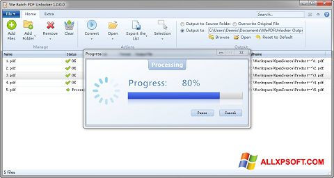 لقطة شاشة PDF Unlocker لنظام التشغيل Windows XP