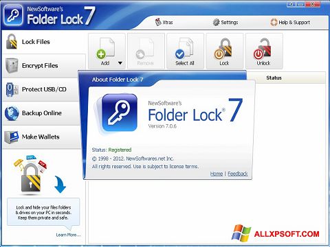 لقطة شاشة Folder Lock لنظام التشغيل Windows XP