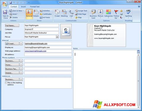 لقطة شاشة Microsoft Outlook لنظام التشغيل Windows XP