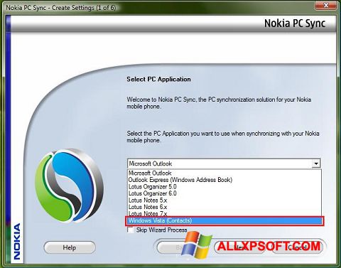 لقطة شاشة Nokia PC Suite لنظام التشغيل Windows XP