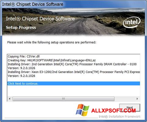 لقطة شاشة Intel Chipset Device Software لنظام التشغيل Windows XP